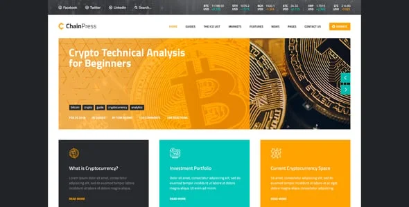 ChainPress | Financial & Business Blog WordPress Theme — interior page design