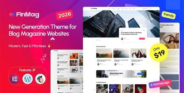 FinMag - Modern Magazine WordPress Theme — homepage layout