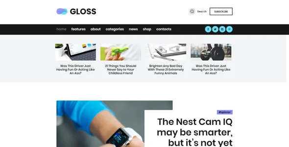 Gloss | Viral News Magazine WordPress Blog Theme + Shop — blog and article listing