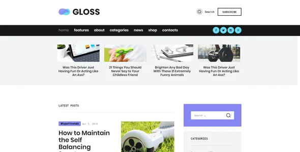 Gloss | Viral News Magazine WordPress Blog Theme + Shop — interior page design