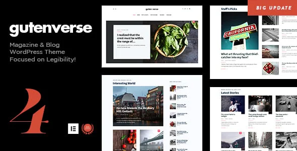 GutenVerse - Magazine and Blog WordPress Theme — homepage layout
