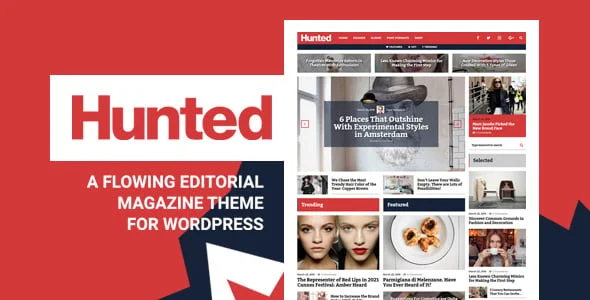 Hunted - Editorial Magazine WordPress Theme — homepage layout