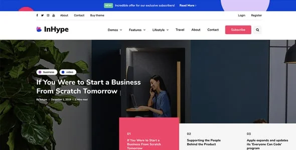 InHype - Blog & Magazine WordPress Theme — blog and article listing