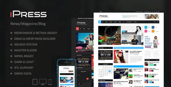 iPress - Blog/Magzine/News Wordpress Theme — homepage layout
