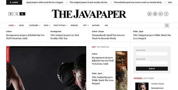 Javapaper – Classic Newspaper Theme — interior page design