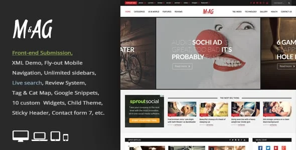 MAG = Grid Magazine / News WordPress Theme / Front-end Submission — homepage layout