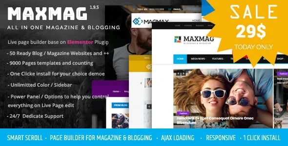 Maxmag - Magazine and Blogging WordPress Theme — homepage layout
