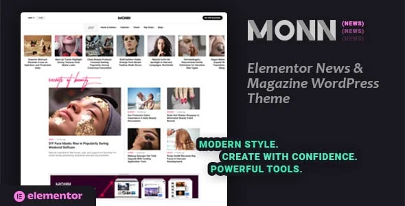 Monn - Elementor News & Magazine WordPress Theme — homepage layout