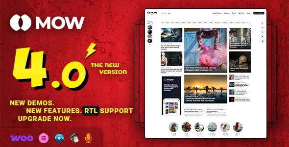 Mow - Elementor Blog & Magazine WordPress Theme — homepage layout