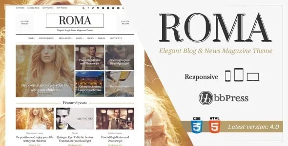 ROMA - Elegant Blog & Magazine Theme — homepage layout