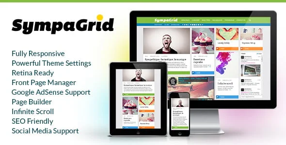 SympaGrid - Responsive Grid WordPress Theme — homepage layout