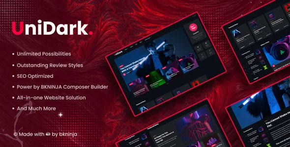 UniDark - Magazine News WordPress Theme — homepage layout