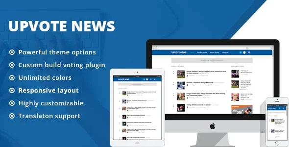 UpVote - Social Bookmarking WordPress Theme — homepage layout