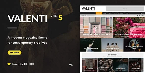 Valenti - WordPress HD Review Magazine News Theme — homepage layout