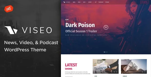 Viseo - News, Video, & Podcast WordPress Theme — homepage layout