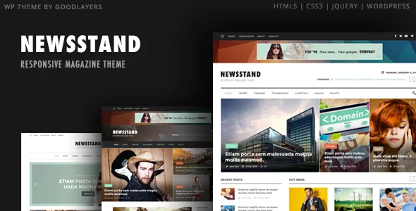 Newsstand - Magazine & Editorial WordPress WordPress theme homepage layout for a article magazine website