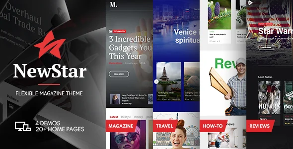 NewStar - Magazine & News WordPress Theme WordPress theme homepage layout for a blog magazine website