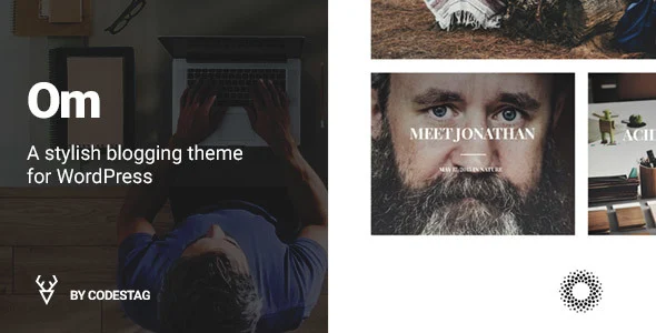 OM - A stylish blogging theme for WordPress WordPress theme homepage layout for a blogging magazine website