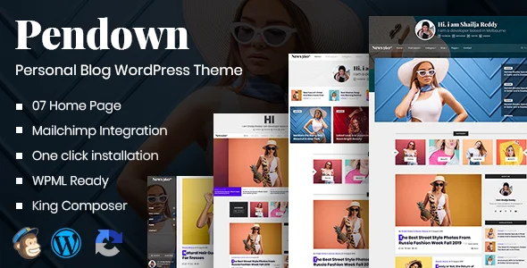 Pendown - Newspaper & Personal WordPress Blog WordPress theme homepage layout for a blog magazine website