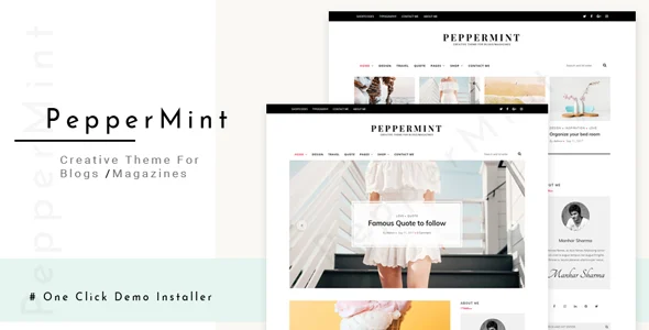 PepperMint - Creative WordPress Theme for Blogs/Mini-Magazines WordPress theme homepage layout for a blogger magazine website
