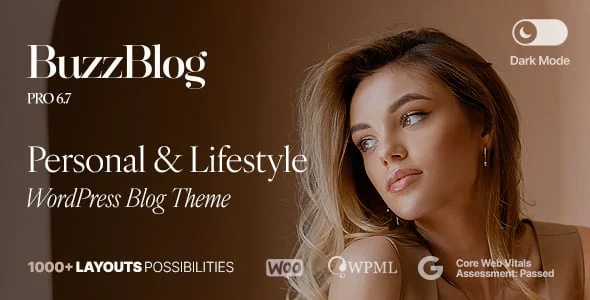Buzz - Personal & Lifestyle WordPress Blog Theme with Dark Mode — homepage layout