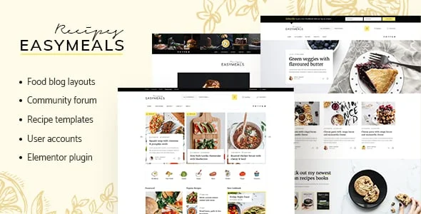 EasyMeals - Food Blog WordPress Theme — homepage layout