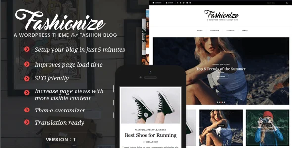 Fashionize - Responsive WordPress Blog Theme — homepage layout