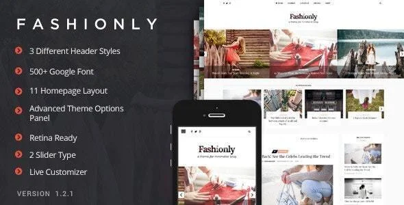 Fashionly - Fashion Blog Theme — homepage layout