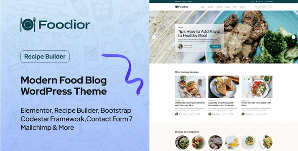 Foodior - Personal Food Blog WordPress Theme — homepage layout
