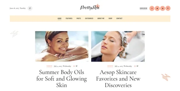GlamChic | Beauty Influencer Blog WordPress Theme — interior page design
