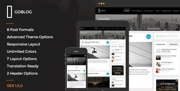 GoBlog - Responsive WordPress Blog Theme — homepage layout