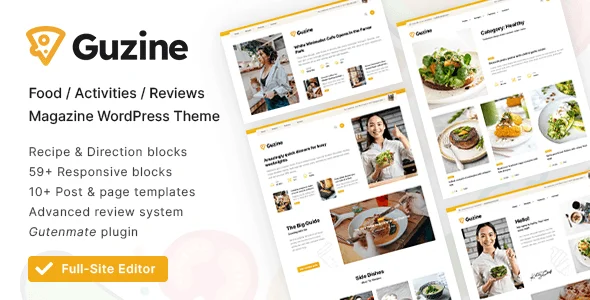 Guzine: Adsense Ready Magazine WordPress Theme for Food Blogging — homepage layout