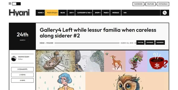Hyani – Bold Blog and Magazine — interior page design