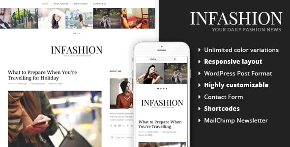 inFashion - Fashion Blog WordPress Theme — homepage layout