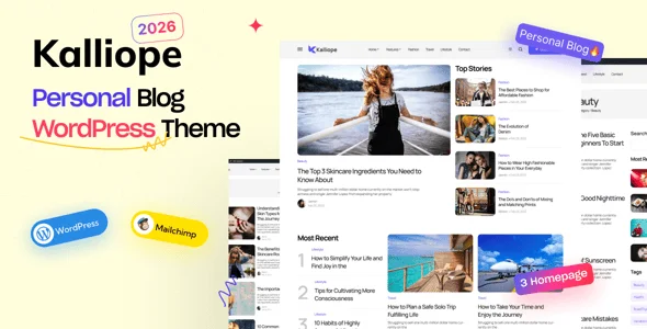 Kalliope - Modern Blog WordPress Theme — homepage layout
