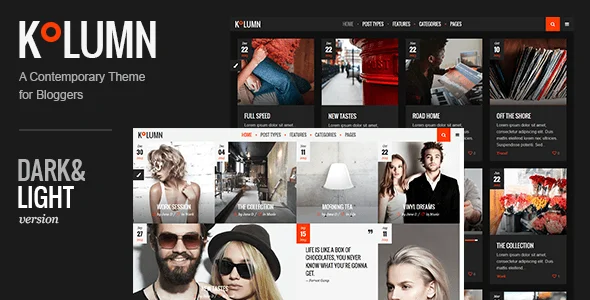 Kolumn - Blog WordPress Theme — homepage layout