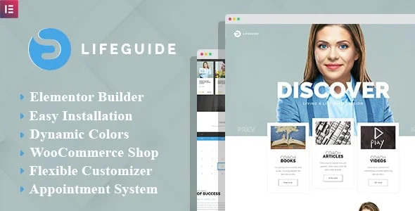 LifeGuide - Public Speaker & Life Coach WordPress theme — homepage layout