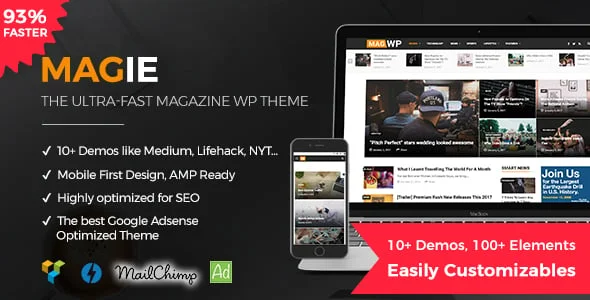 Magie - Magazine WordPress Theme — homepage layout