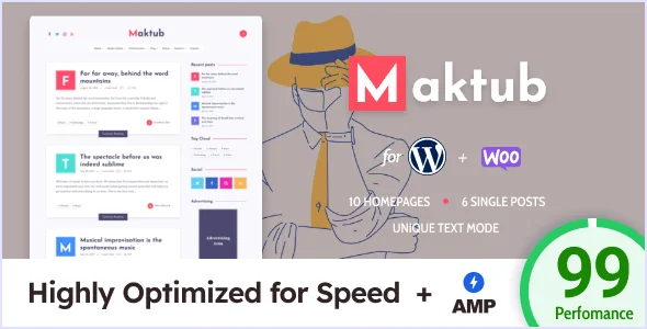 Maktub - Minimal & Lightweight Blog for WordPress — homepage layout