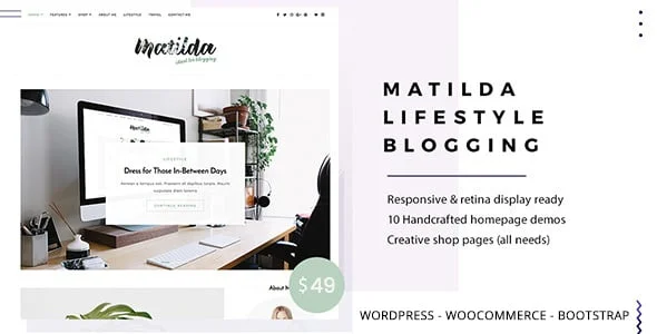 Matilda | Lifestyle Minimal WordPress Blog Theme — homepage layout