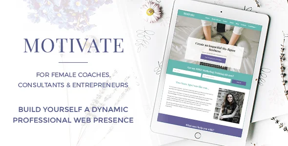 Motivate - For Female Coaches, Consultants & Entrepreneurs — homepage layout