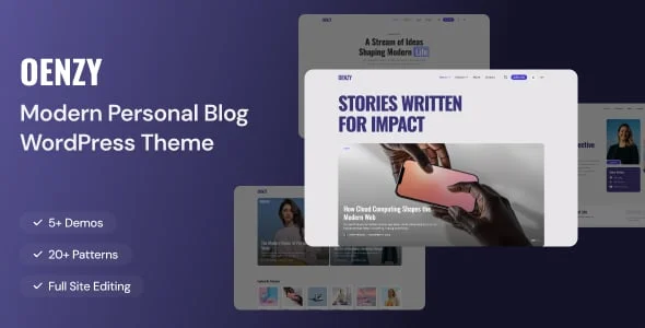 Oenzy - Personal Blog FSE WordPress Theme — homepage layout