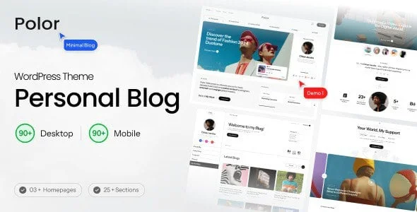 Polor | Personal Blog WordPress Theme — homepage layout