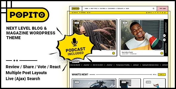 Popito - Personal Blog & Magazine WordPress Theme — homepage layout