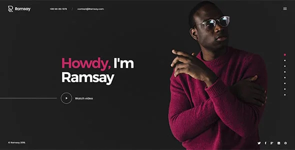 Ramsay - Personal CV/Resume WordPress Theme — homepage layout