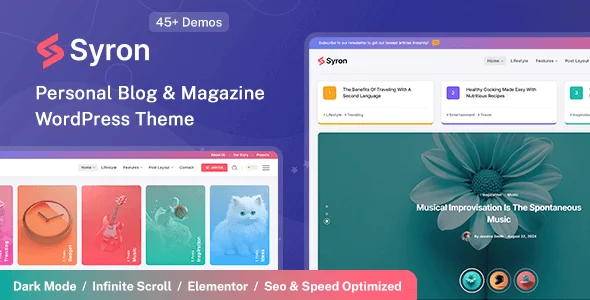 Syron | Personal Blog & Magazine WordPress Theme — homepage layout