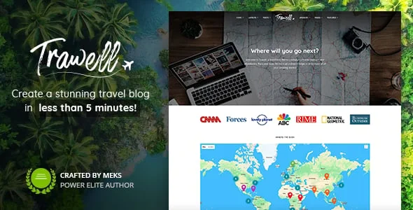 Trawell - Travel Blog WordPress Theme — homepage layout