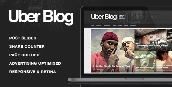 UberBlog - Blogging WordPress Theme — homepage layout