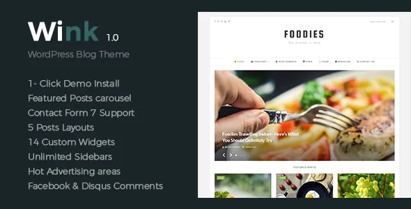 Wink - Clean WordPress Blog Theme — homepage layout