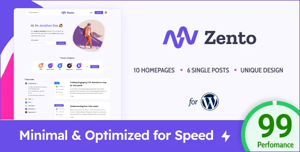Zento - Modern & Lightweight Blog for WordPress — homepage layout